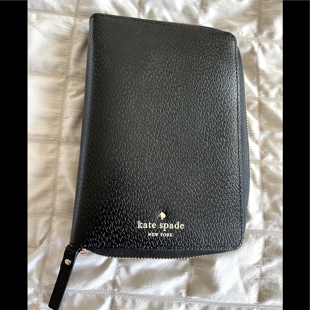 Kate Spade black Leather Zip up planner